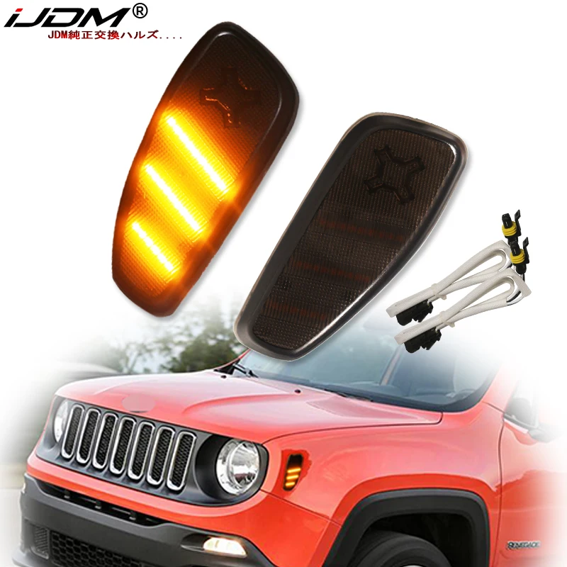 2PCS For Jeep Renegade BU 2014 2015 2021 Repeater Reflection Warning Front LED Side Marker fender Lights Turn Signal LED Lamp 