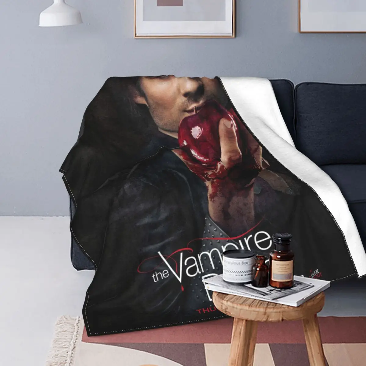 Damon Salvatore The Vampire Diaries Blankets Coral Fleece Plush Summer Horror Soft Throw Blankets for Sofa Bedroom Bedspread