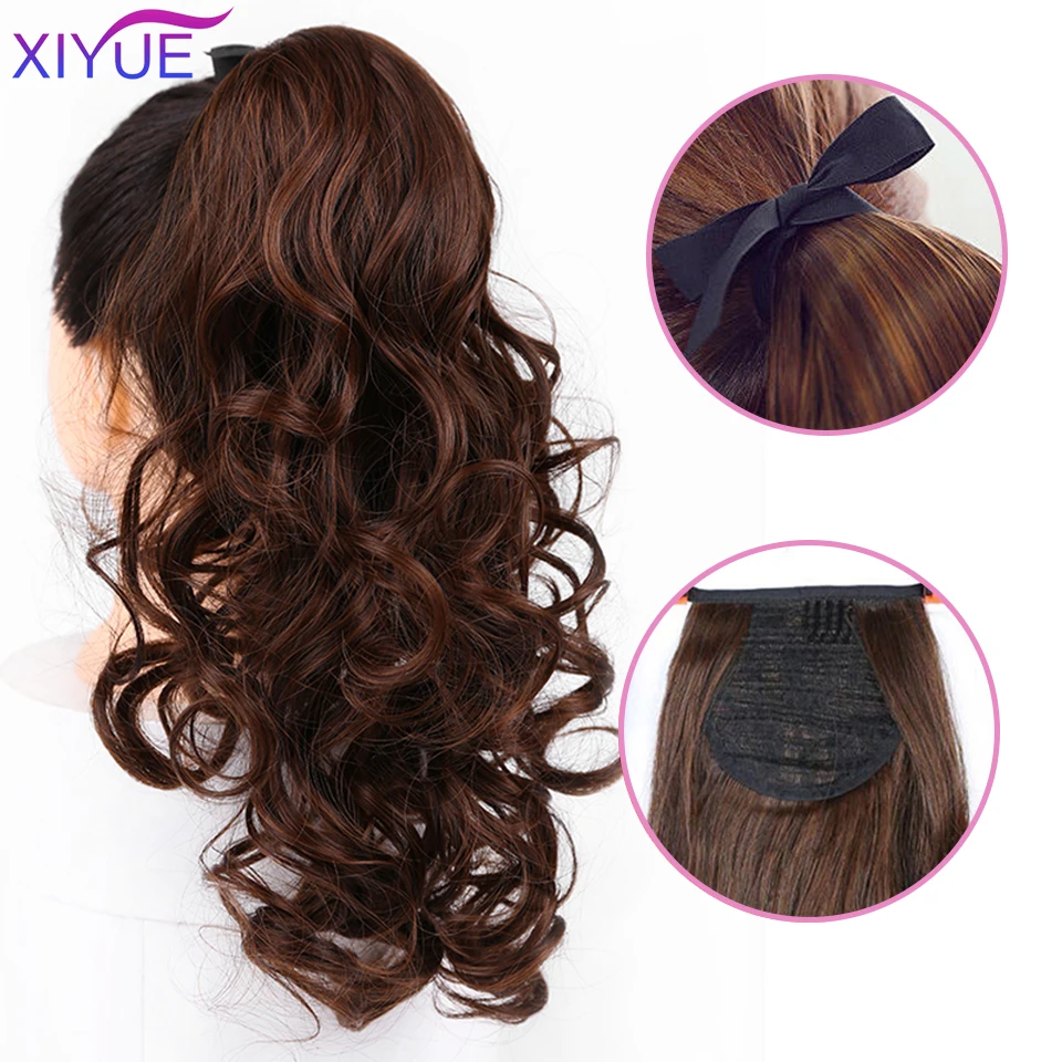 XIYUE Long Water Water Drawstring Ponytail Synthetic Hairpiece Pony Tail Hair Piece For Women Fake Bun Clip In Hair Extension