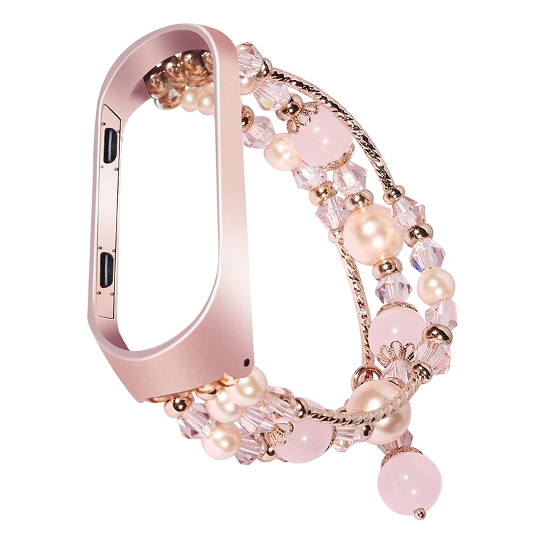 Jewelry Strap For Xiaomi Mi Band 6 5 4 3 Elastic Beaded Braceletd Wristband For mi band 6 5 4 Women Wriststrap Mi Band 4 3 strap