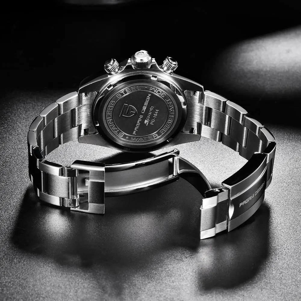 تصميم باجاني-ساعات كرونوغراف كوارتز للرجال ، ساعات عسكرية ، فولاذ مقاوم للصدأ ، مرآة ياقوت ، موضة ، VK63 ، جديد ،