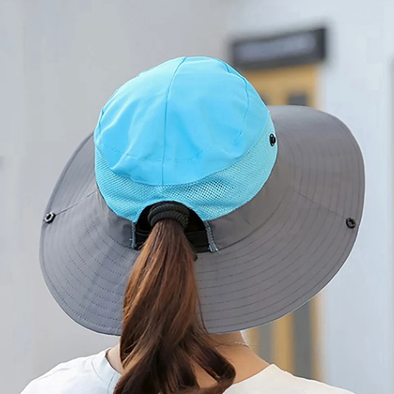 Sun Hats for Women Visors Hat Fishing Fisher Beach Hat UV Protection Cap Black Casual Womens Summer Caps Ponytail Wide Brim Hat