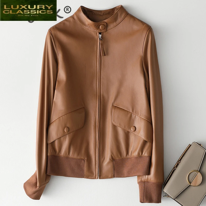 Coat Autumn Spring Sheepskin Female Korean Short Streetwear Genuine Leather Jacket Women Winter 100% Real Leather Coat 17