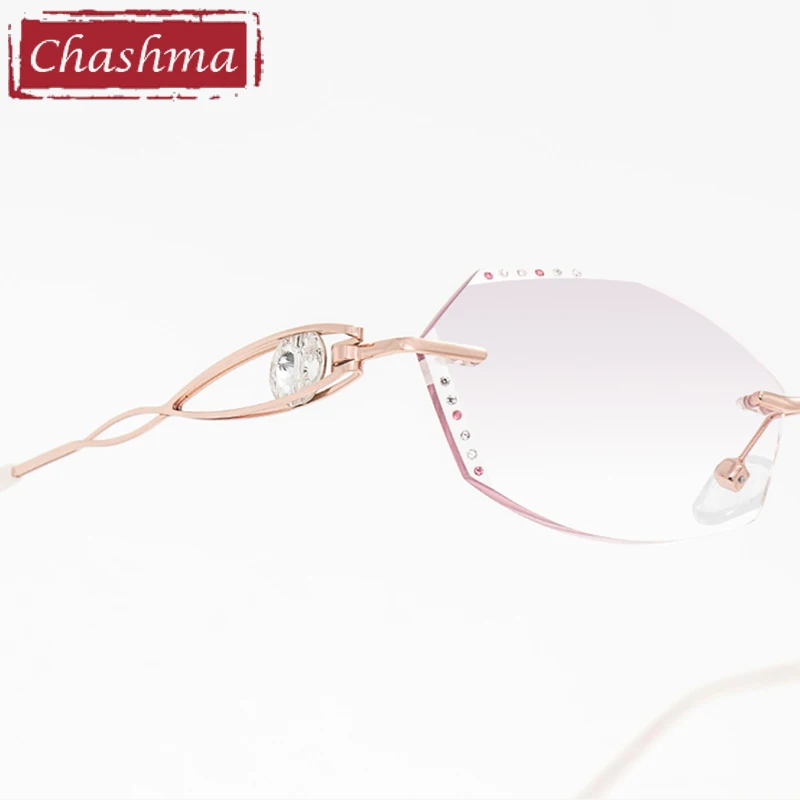 

Chashma Female Frame Gray Red Colored Lenses Opticos Gafas Women High Degree Super Light Eyeglasses Rimless Spectacles