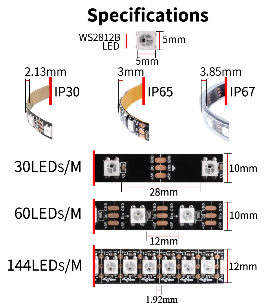 WS2812b LED Strip Kits 1M-30M RGB TUYA Bluetooth Wifi App Control lexible Tape Diode Ribbon Dream color For TV Bedroom Christmas