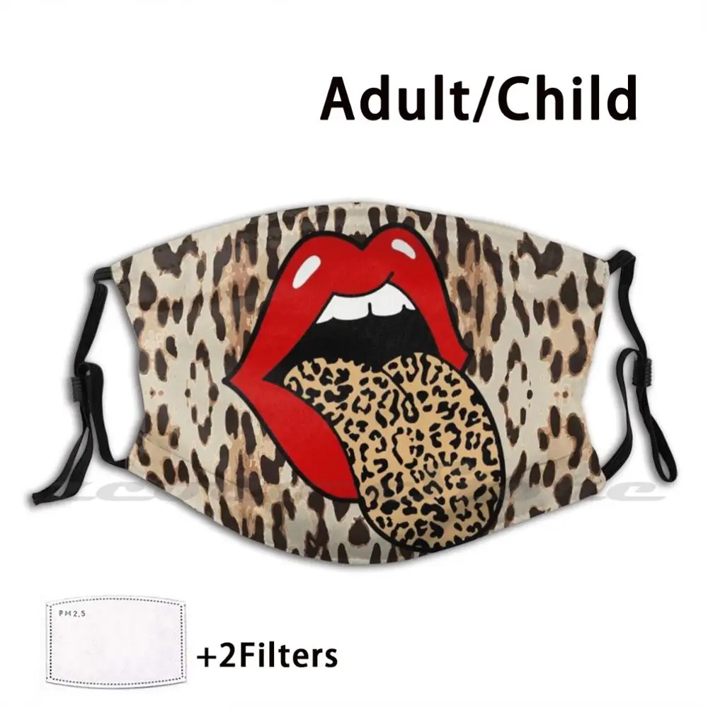 Mascarilla de leopardo para adultos y niños, máscara lavable con filtro Pm2.5, logotipo creativo, ropa de calle de leopardo floreciente, lavable con estilo