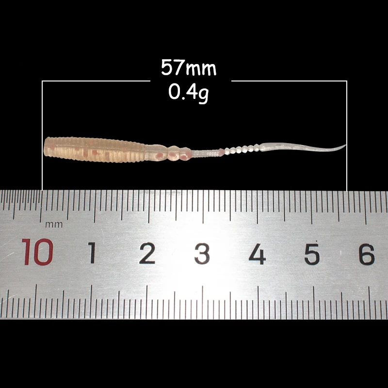 5.7cm 0.4g Pin Worm Ribs Slugs Ajing Soft Bait Dropshot Rock Fishing Soft Baits Shad Fly Carp UL Fishing Silicon Fishing