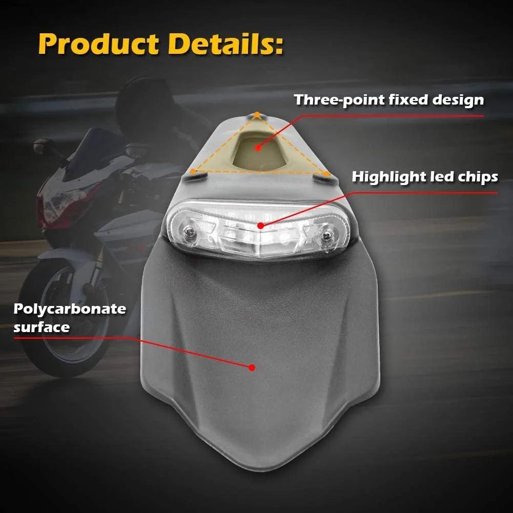 Motorcycle Tail LED Light Rear Fender Dirt Bike 12V Taillight Brake Stop License Plate Lamp For Trail Supermoto Motocross Enduro