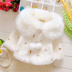 Fall winter Baby girls clothing cloak jacket outerwear for newborn baby girls clothes fur pearl Short Christmas birthday coats