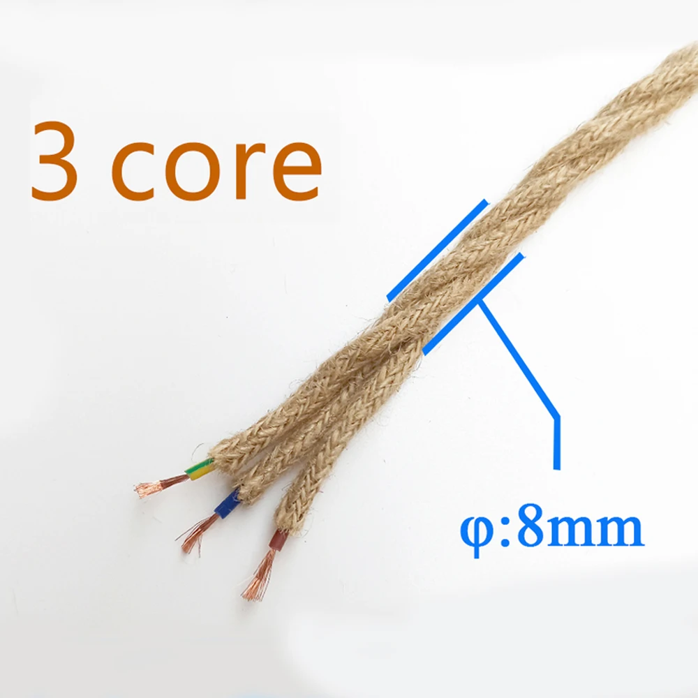 2 Core 3 Core Twisted Cable Hemp Rope Electrical Wire Retro Style Copper Vintage Lamp Cord Woven Textile Wire Pendant Light Cord