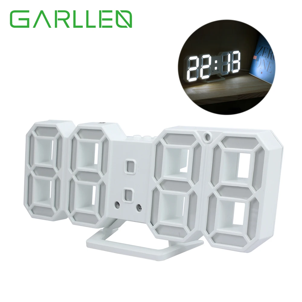 GARLLEN LED Digital Wall Clock Table Alarm Timer 12/24h Display Modern Design Space Clock 3 Adjustable Luminance For Home Office