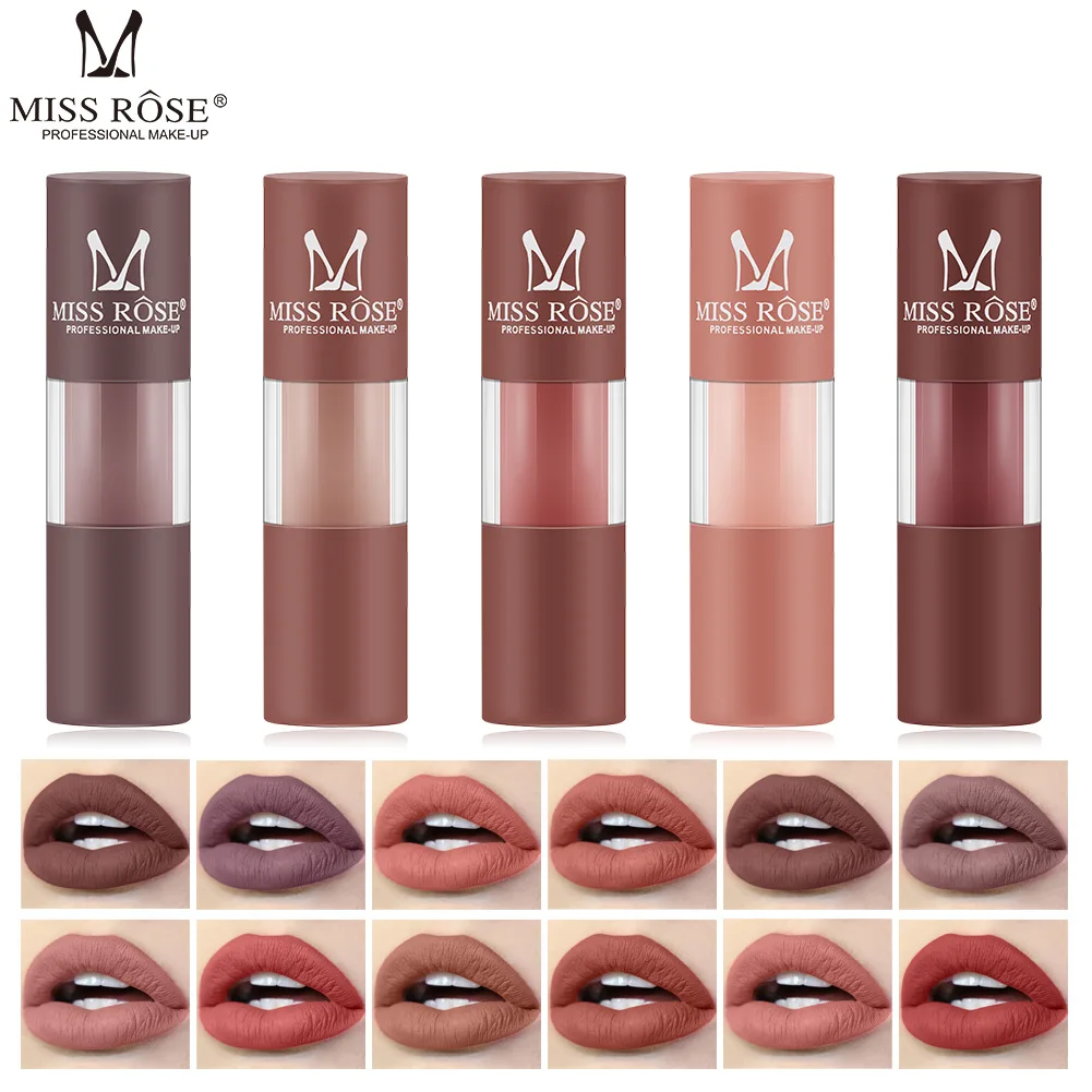 Fog Surface Matte Lipstick Pumpkin Color Brick Lip Glaze Waterproof Long-lasting Lip Gloss Makeup Cosmetic Gift for Women