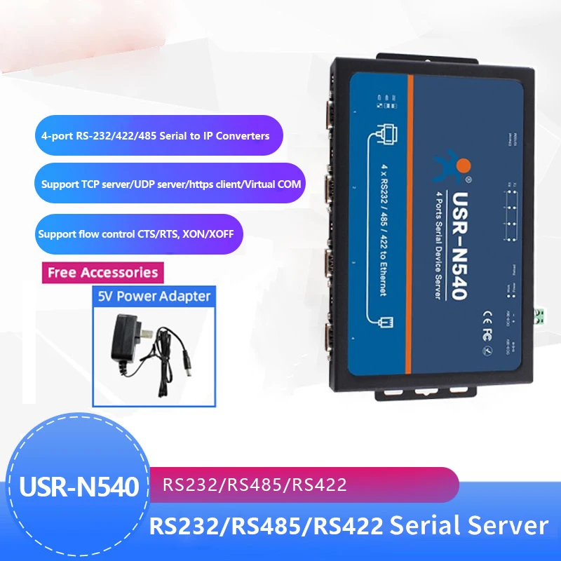 

USR-N540 4 Serial ports RS232 RS485 RS422 to Ethernet TCP/IP Converter device server Modbus RTU to TCP for industrial automation