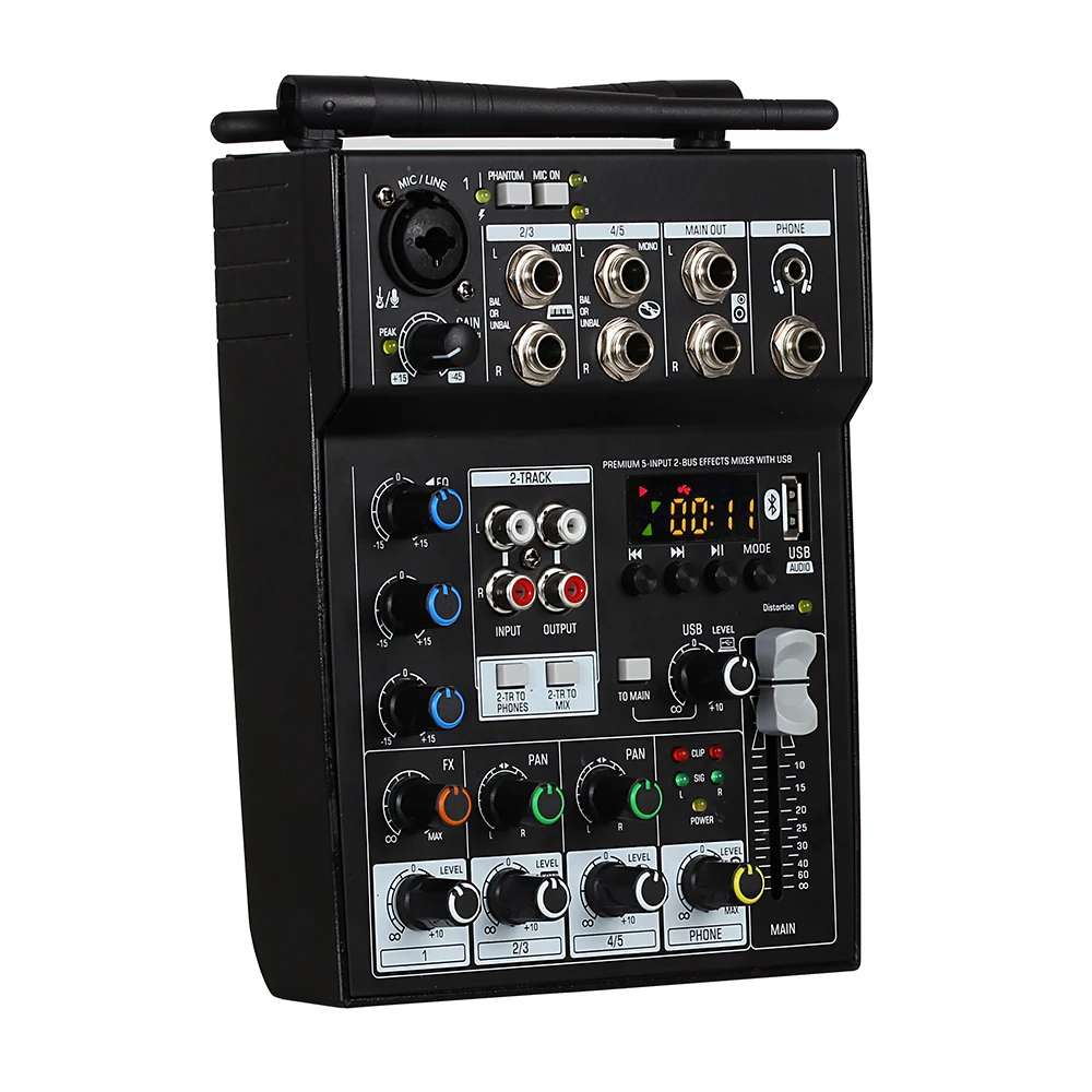 TG502 Audio Mixer 4 Channel Stereo Sound Board Console System 48V Phantom Power for Live Streaming Gaming