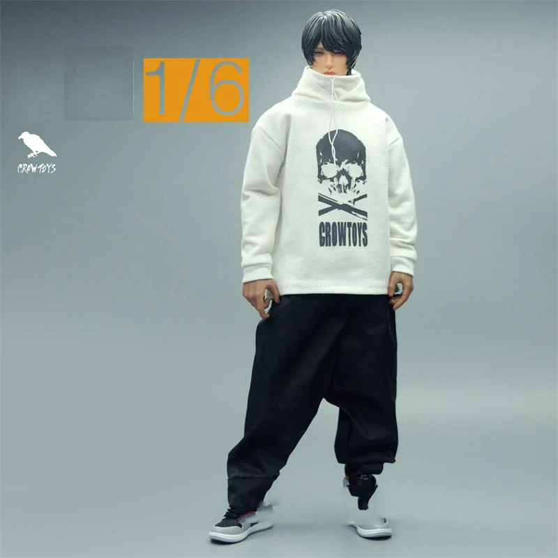 

Hot Sales Scale 1/6th Trendy For Boys White Hoodie Shirt Model Suit Mostly 12inch Body Action Collection