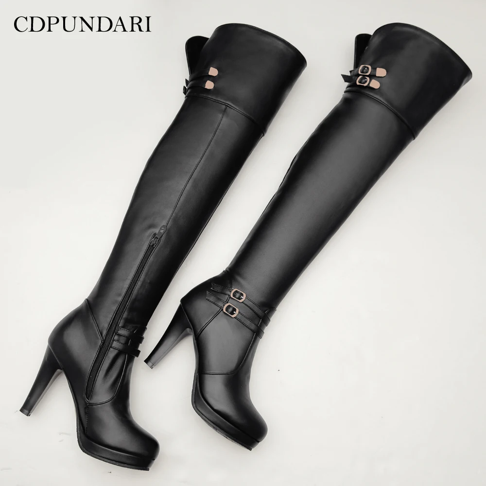 2021 Black High Heels Over The Knee Boots Women Platform Thigh High Boots Spring Autumn Long Boots Shoes Cuissardes Sexy White