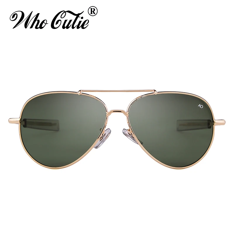 WHO CUTIE American Optical Sunglasses Men Brand Designer High Quality Gold Frame Sunnies AO Pilot Sun Glasses Male Shades OM288