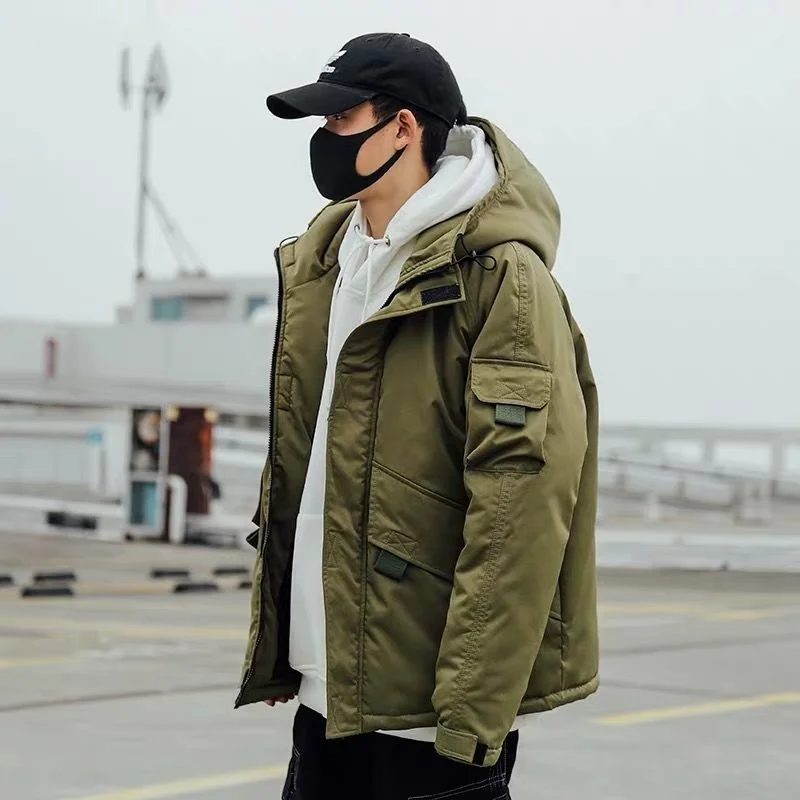 Winter 2022 New Fashion Hooded Jacket Outwear Mens Cotton Padded Pilot Bomber Jacket Coat Casual Thick Warm Male Jackets B355