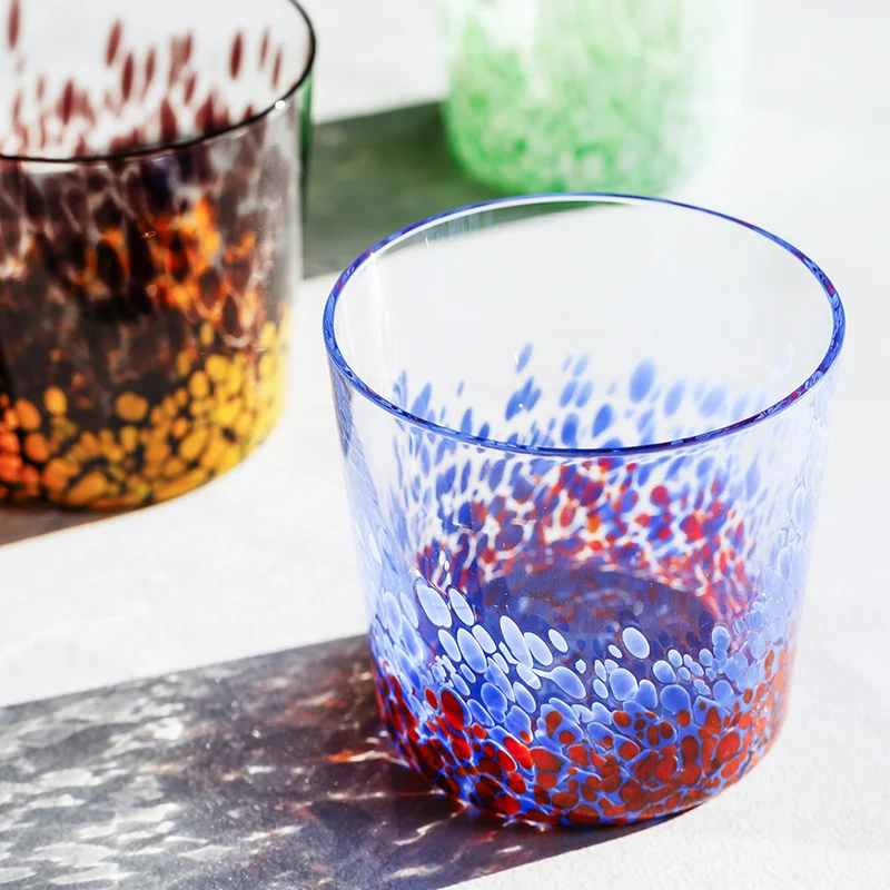 Handmade Glass Cup Creative Colorful Spots Bottle Juice Glasses Home Drinking Cups Retro Style Kitchen Drinkware Verres Кружка