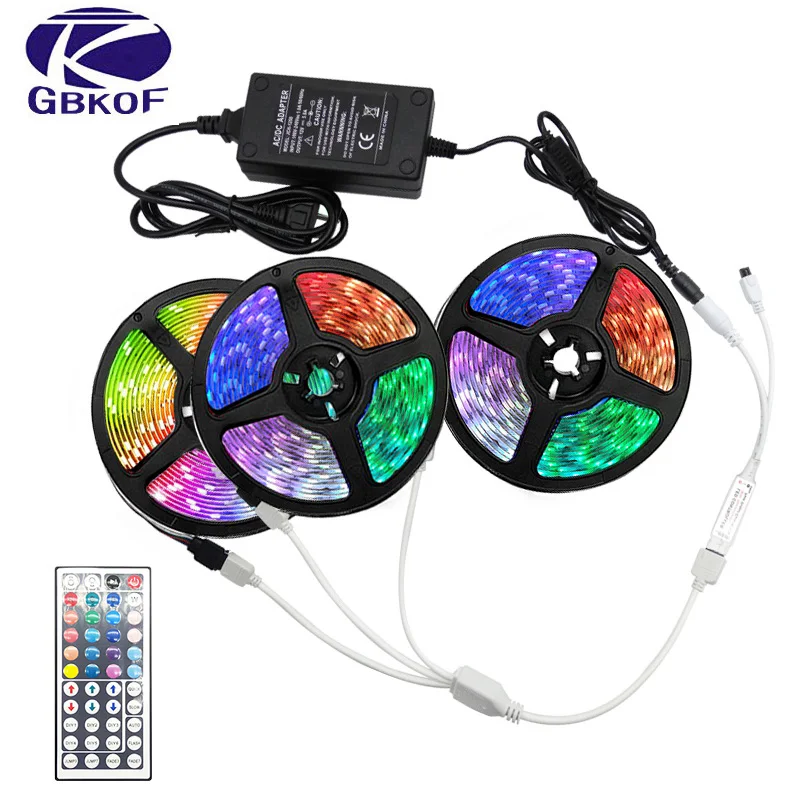 5M 10M 15M LED Strip Light RGB 2835/5050 RGB Color Changeable Flexible luces led light strip Remote Controller 12V Power Adapter