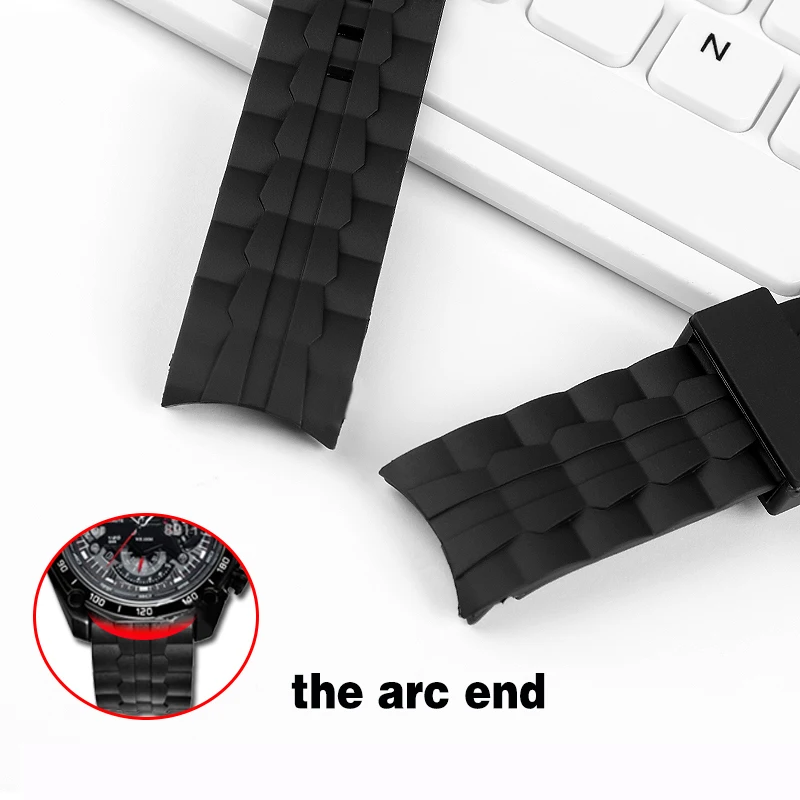 Rubber watchband For Casio EF-550 Edifice Series Strap Rubber Resin 22mm black wristband Bracelet