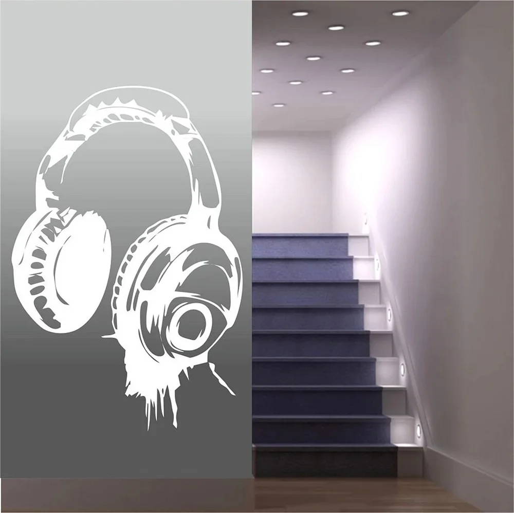 Headphones Music DJ Wall Stickers Art Design Wall Decal Available In Different Colors Wallpaper Decor Kids Bedroom Mural