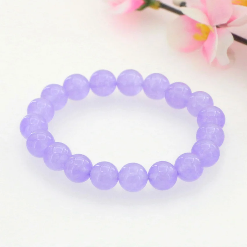 Hot New Fashion 10mm Natural Lavender Jades Chalcedony Round Beads Necklace Bracelet Earrings Hand Made Jewelry Sets AAA Grade