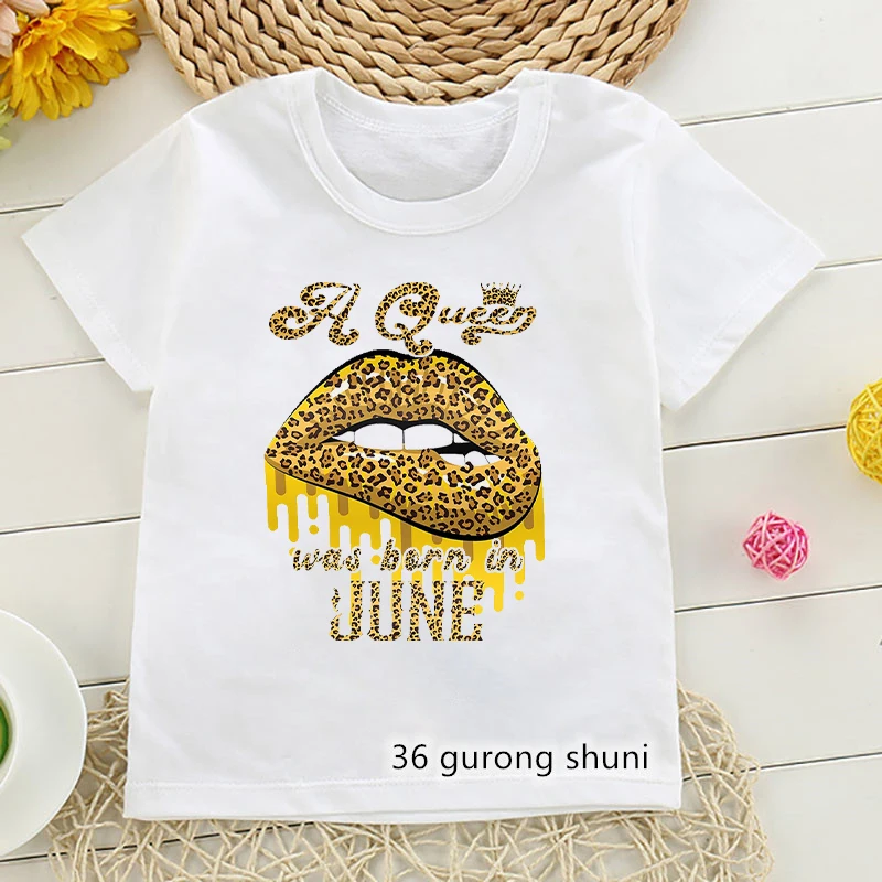 

A Queen Crown Temptation Lips Month Birthday Gift Graphic Print T Shirts Kids T-Shirt Tops Tee Girls T shirt Streetwear