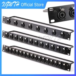 Rack Patch Panel 8 12 16 Way 3 Pole XLR Female Chassis Connnector 1U Flight Case Mount For Professional Loudspeaker Audio Cable