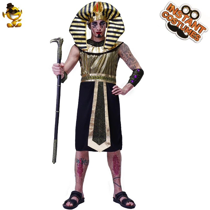 

Halloween Cosplay Egyptian Costume Stage Performance Clothing Fancy Dress Adult Men Roleplay King Pharaoh Costume