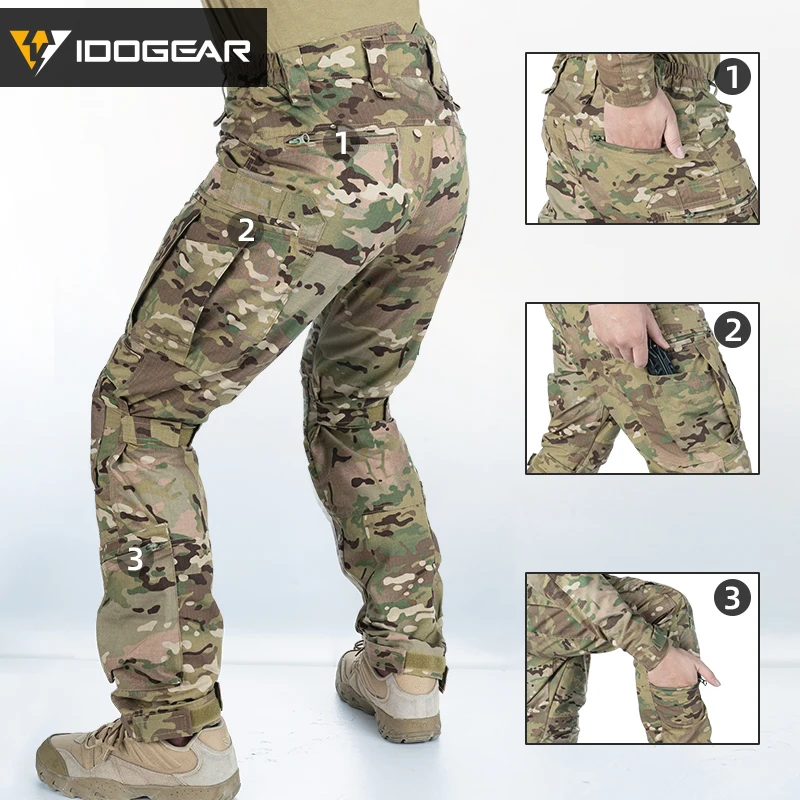 IDOGEAR Combat UFS Pants Tactical Pants w/ Knee Pads Camo Trousers Hunting 3209