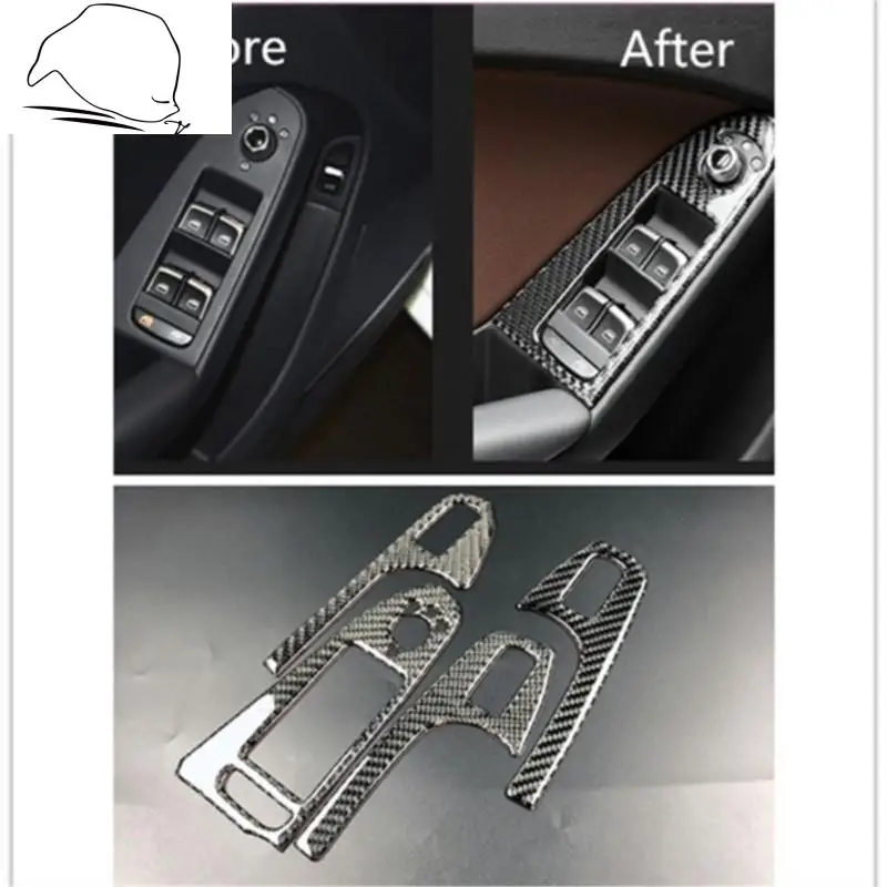 

Car Door Window Lift Glass Switch Buttons Cover Armrest Panel Frame Trim carbon fiber decoration for Audi A4 B8 2009- 2016