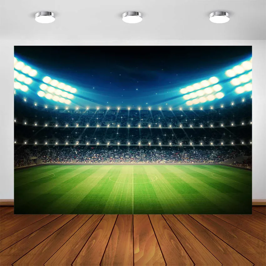 Green Grass Soccer Field Backdrop for Photography World Football Match Stadium Photo Background for Photo Studio