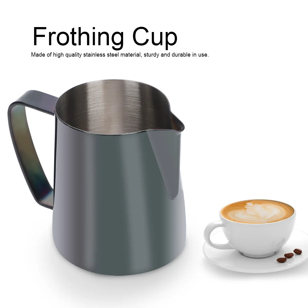 350ml Stainless Steel Coffee Pitcher Milk Frothing Cup Milk Jug Black Colorful Cup for Latte Art  Kitchen Coffee Accessories