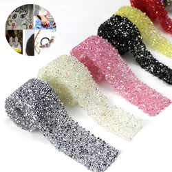 1 Yard colore termoindurente catena di strass filo Glitter cristallo strass AB nastro vestito decorazione Patch