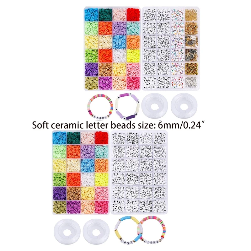 094B Flat Round Clay Beads for Jewelry Making Necklaces and Bracelets DIY Earring Necklace Craft Set Clay Bead Kit