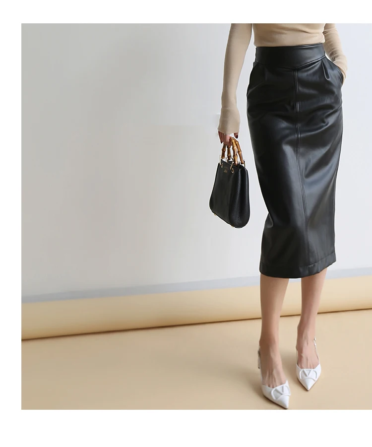 Nerazzurri Spring Midi Pu Leather Skirt Women Brown White Black Long High Waisted Pencil Skirts for Women 2023 Side Slit Zipper 31 Hdd5d6f2f40da4b8c8538f04b759c0158b
