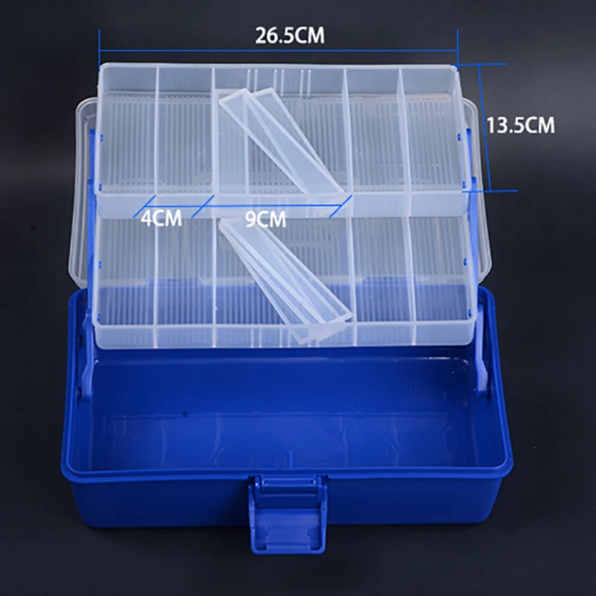 Caixa de armazenamento portátil da isca dos peixes do equipamento à prova dplastic água de plástico 3 camadas