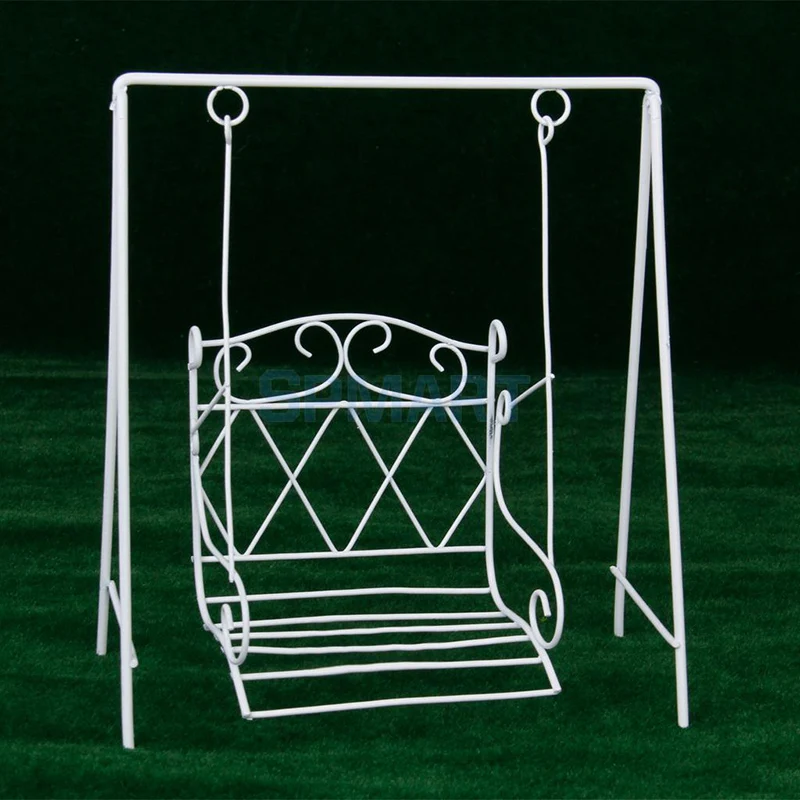 1/12 Dollhouse Miniature Garden Furniture White Metal Swing European Style For Doll House Accessories Toy Gift WG010B