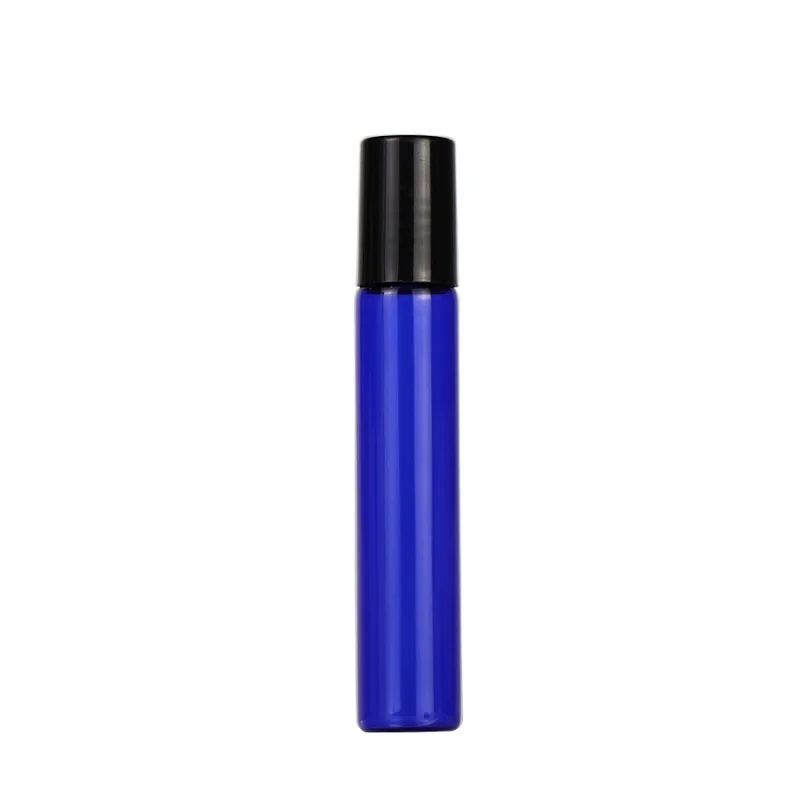 10ML Sample Essential Oil Bottle 100Pcs Blue Glass Roll On Thin Glass Roller Vials Cosmetic Roll On Bottle with Metal Ball Vials