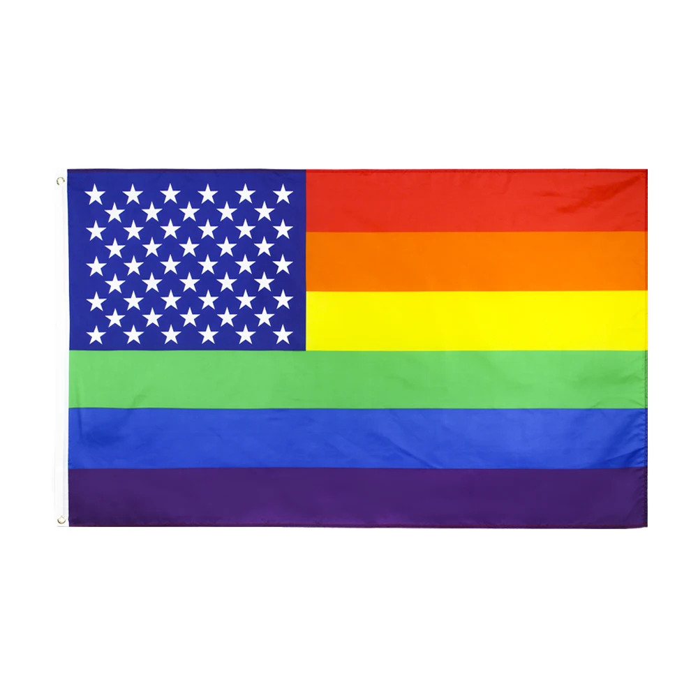 johnin 90X150cm LGBT homosexual us american gay pride rainbow Flag 3 x 5