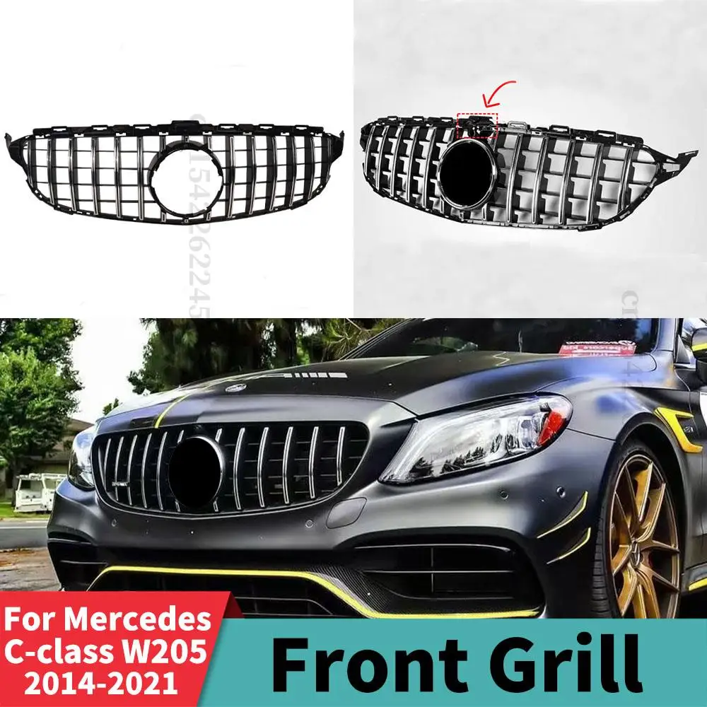 

Middle Facelift Accessories Tuning Front Grille Racing Grill Trim For Mercedes C W205 2014 2019 2020 2014-2021 GT C180 C200 C300