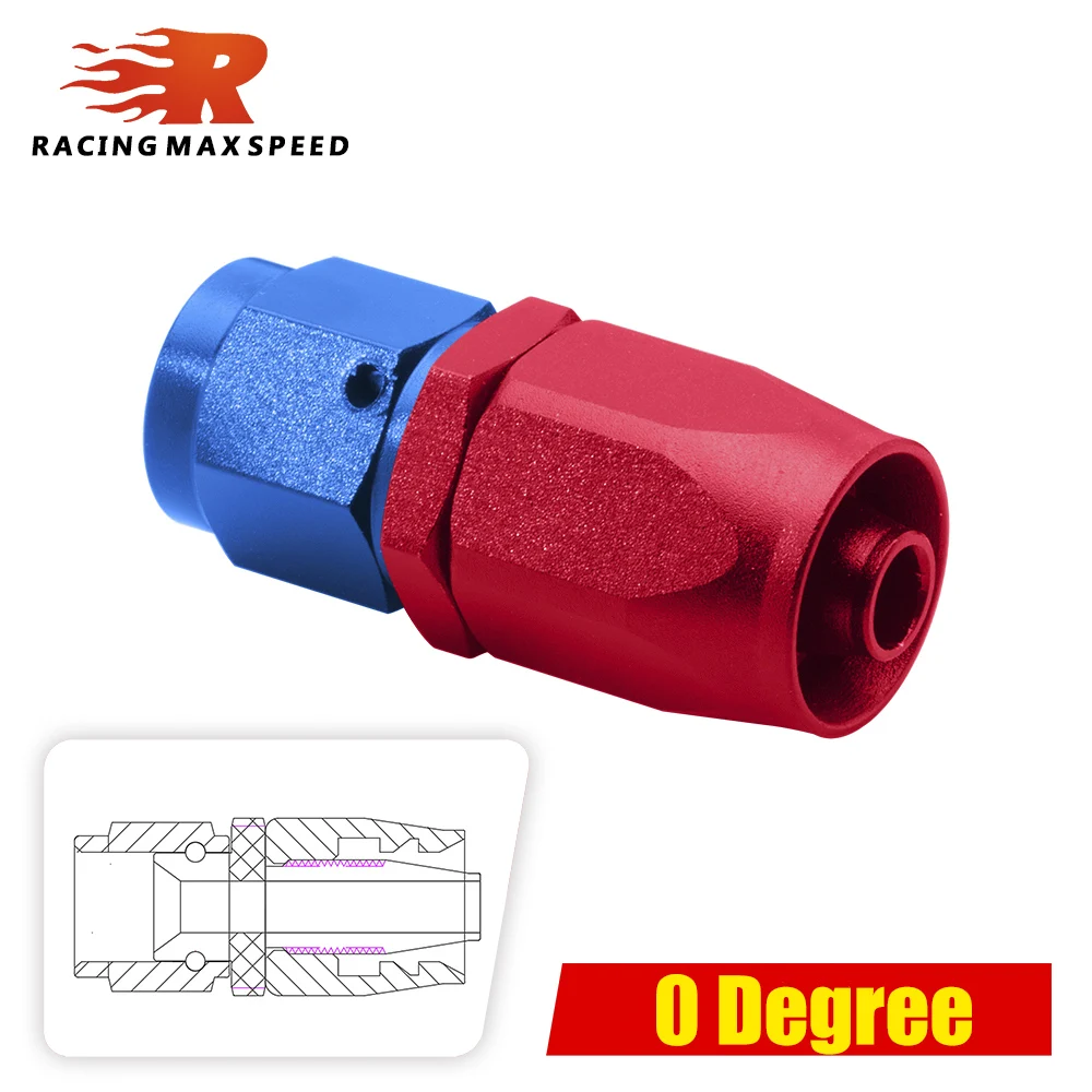 AN4 AN6 AN8 AN10 Straight 45 90 180 Degree Oil Fuel Swivel Hose End Fitting Oil Hose End Adaptor Kit Red-Blue