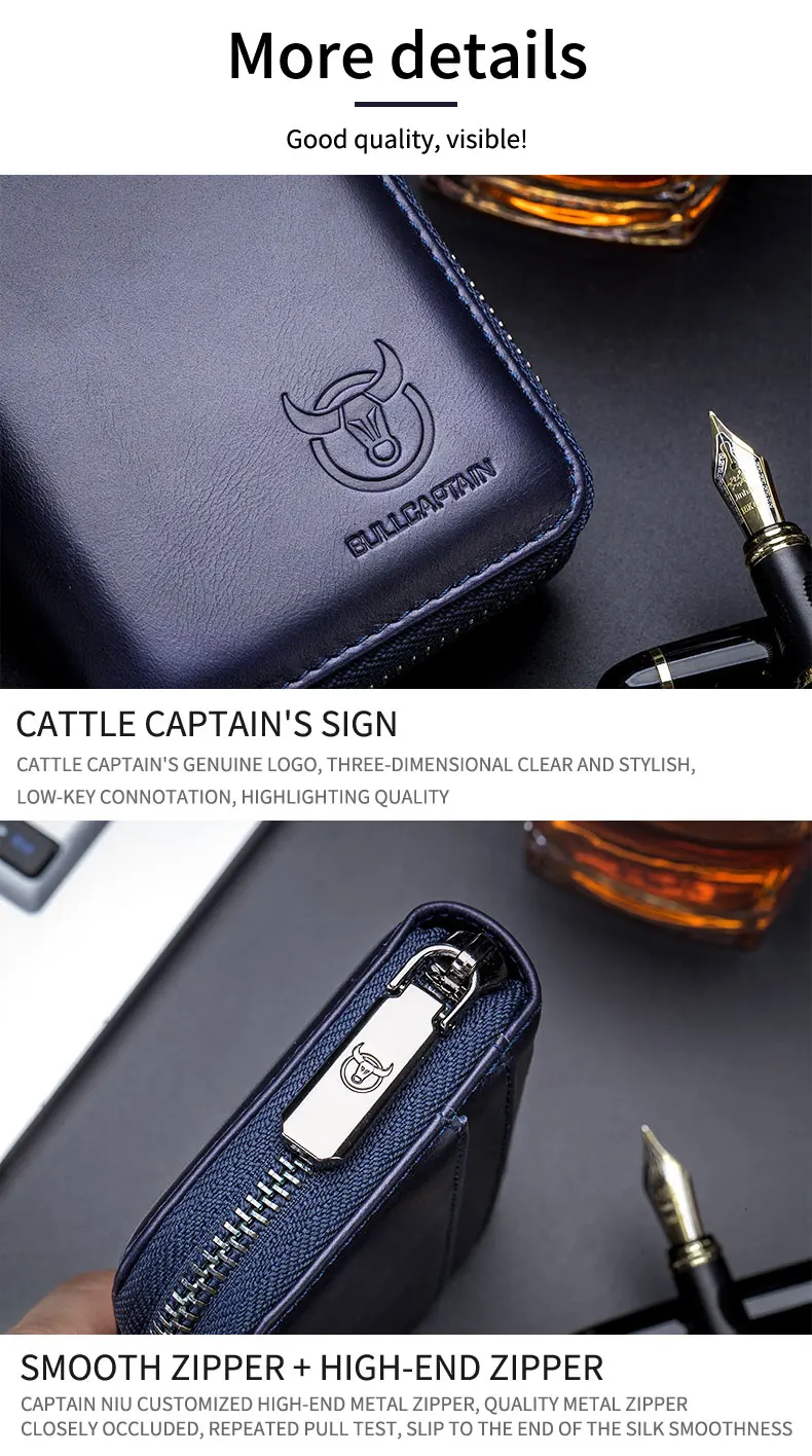 BULLCAPTAIN Echtes Leder Kreditkarten- und Ausweishalter Geldbörse Herren Mode RFID-Kartenhalter Geldbörse Visitenkartenhalter Tasche – Detail 10