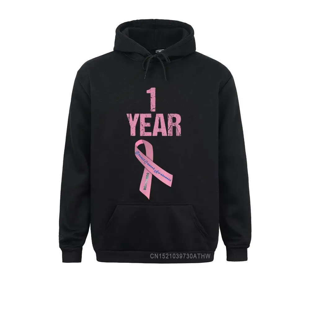 One 1 Years Survivor Breast Cancer Awareness Present On Sale Winter Men Sweatshirts Hoodies Women Clothes Mother Day