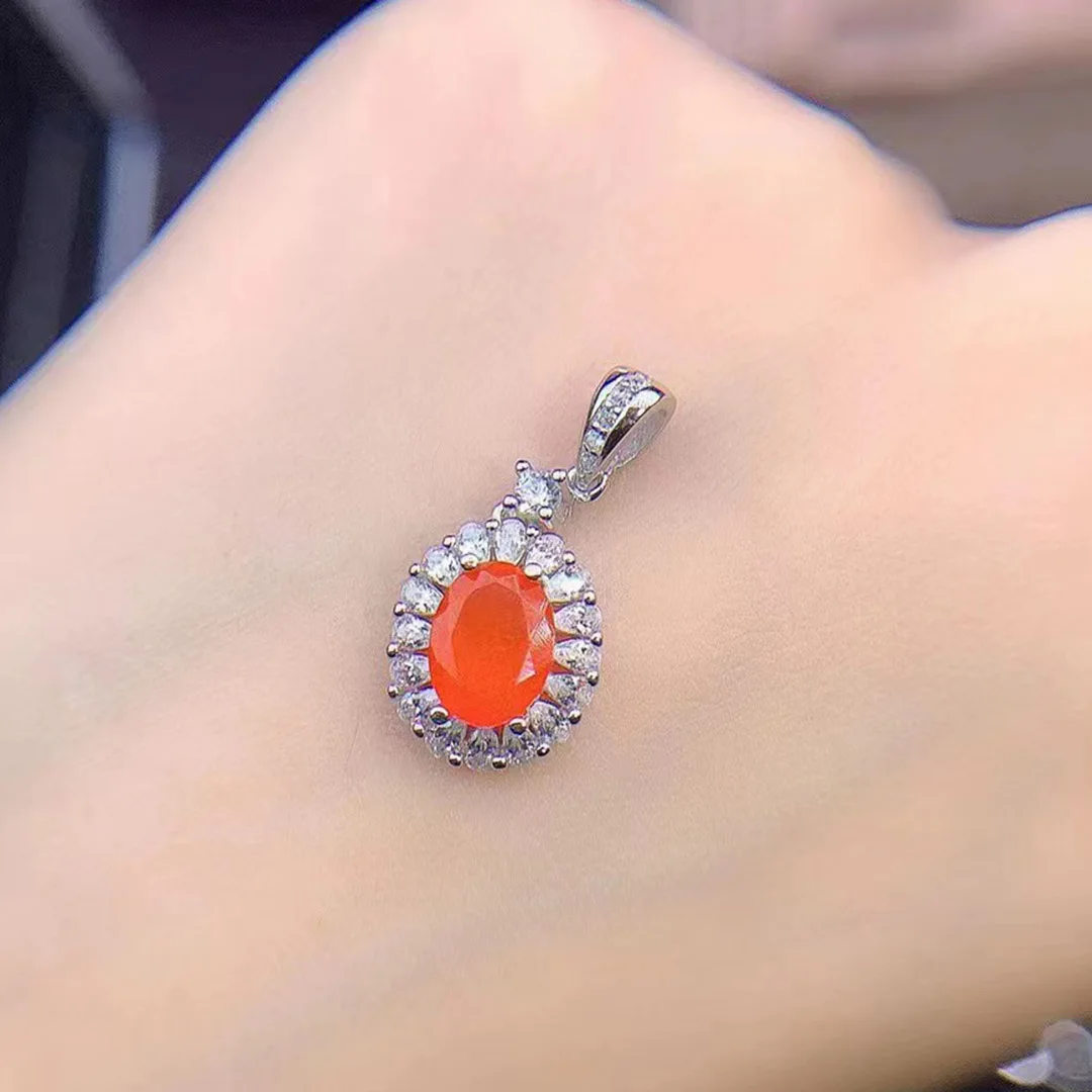 Oval Mexican Orange Fire Opal Engagement Earrings 925 Silver English Earrings For Women Gift