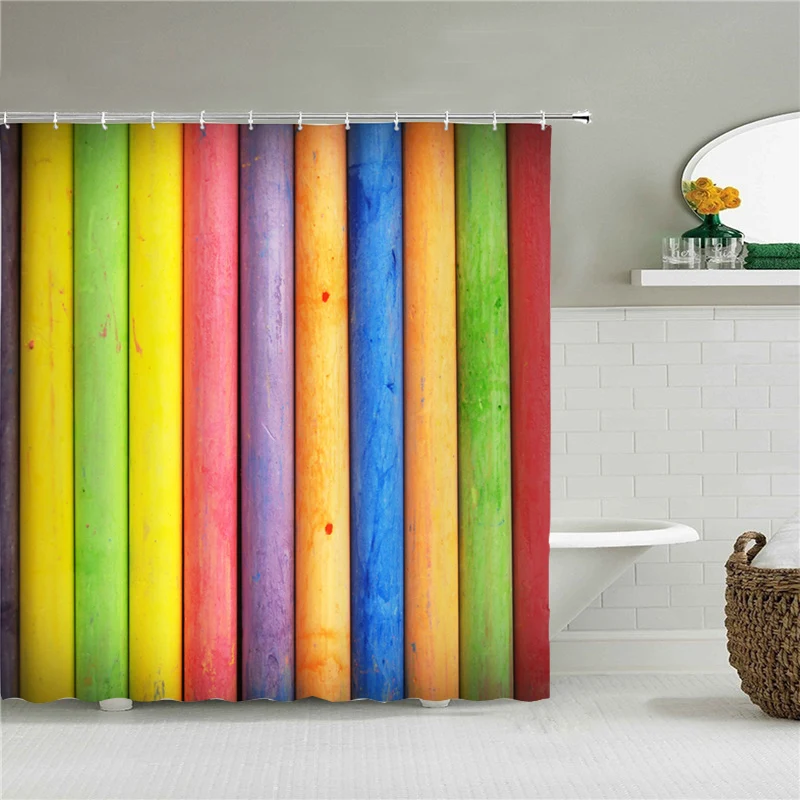 Colorful Rainbow Stripes Pattern Shower Curtain Bathroom Waterproof Polyester fabric Home Decor Washable Bath Curtains180*180cm