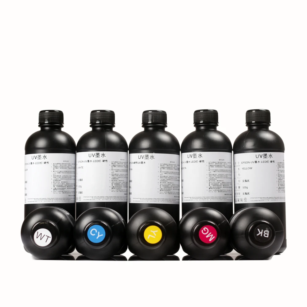 250ml/500ml universal UV five-color ink is suitable for UV printer 3D Epson R1390 L800 L805 L1800 R2000 UV Ink clear ink free sh