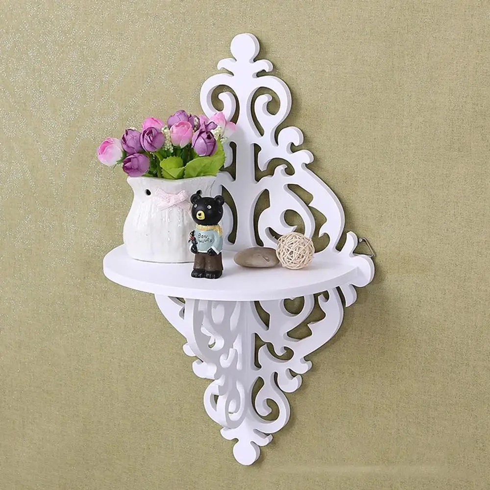 2024 New European Style Wall Shelf White Sharp Point Storage Board Wall Bedroom Wall Storage Rack Decorative Flower Rack