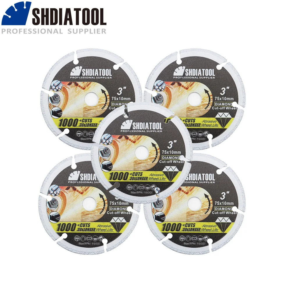 Shdiatool 5個3 "真空ろうダイヤモンド金属切削ディスク、ダイヤモンドカットオフホイール刃